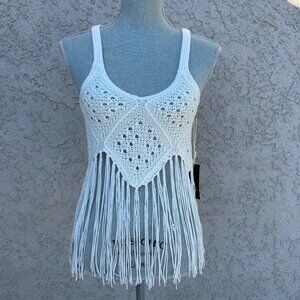 NWT Womens Crochet Fringe Festival Western Boho Tank Top Size S